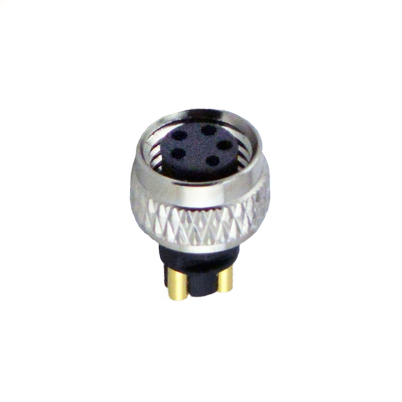 M8 5pin B code female moldable connector,unshielded,brass with nickel plated screw